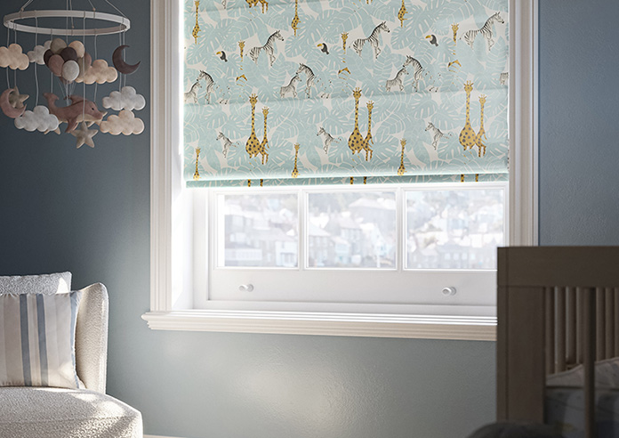 Wild Thing, Powder Blue - Motorised Roman Blind - Image 5